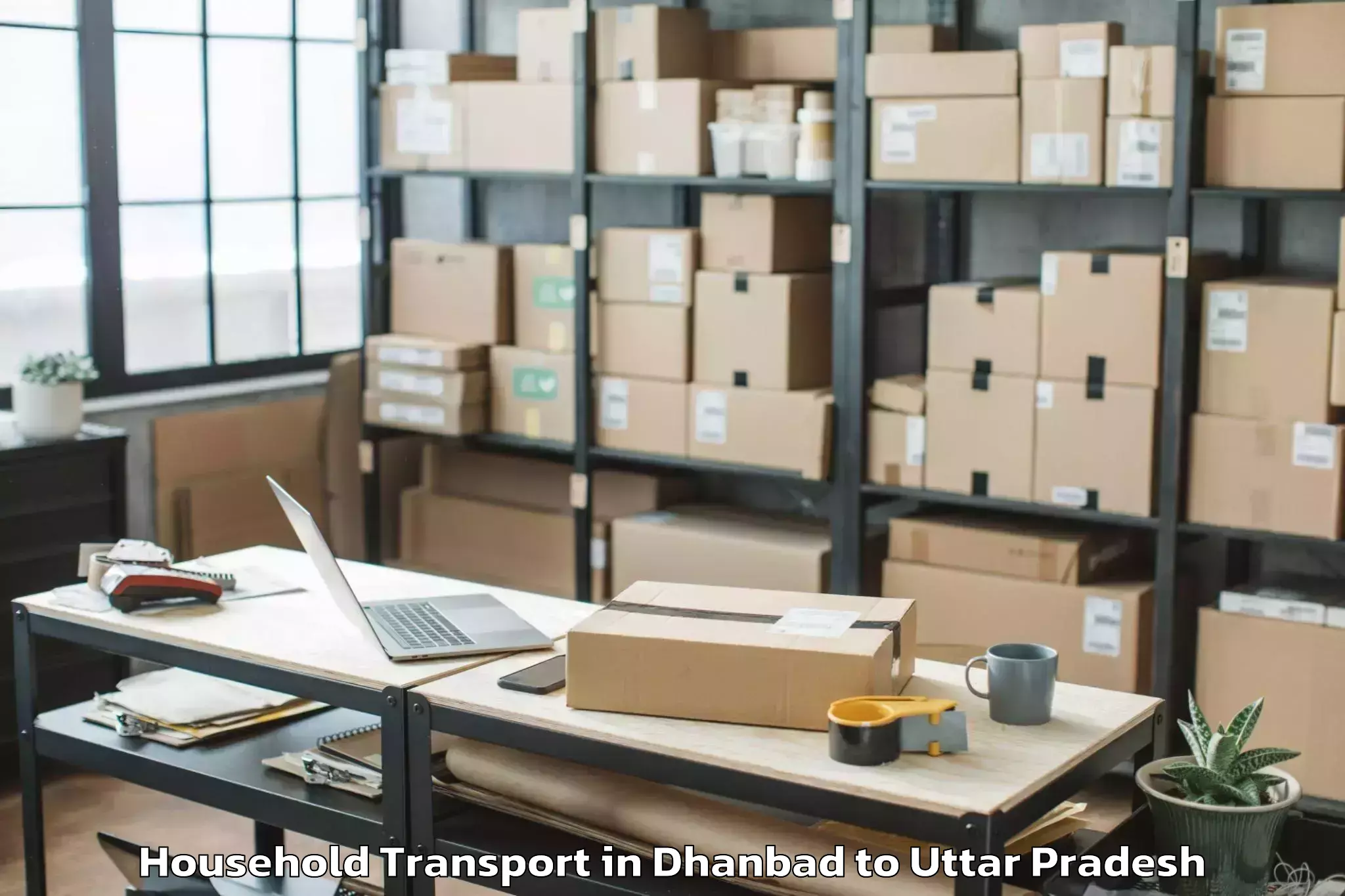 Book Dhanbad to Mahgawan Household Transport Online